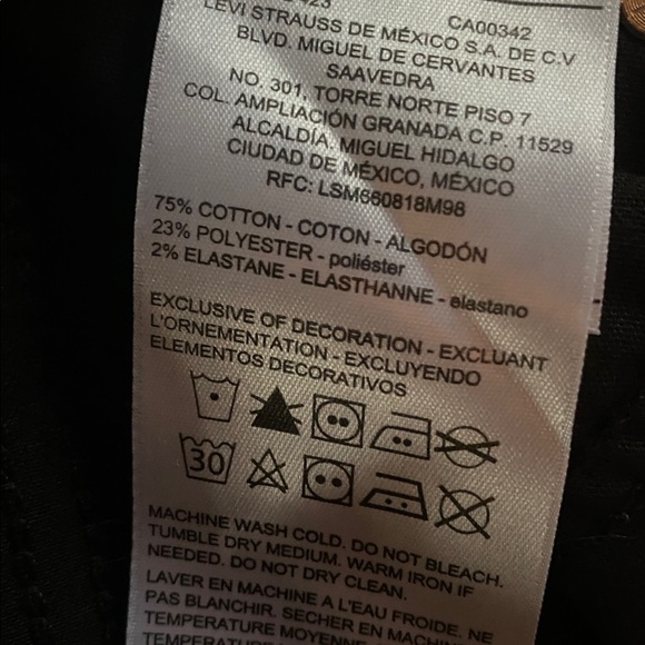 Levi's Black Skinny Jeans Classic Fit - Picture 5 of 6